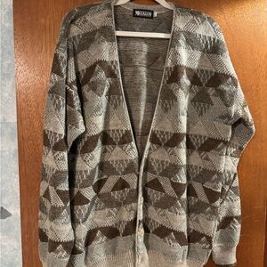 Men's Geometric Pattern Sweater - Gray and Brown